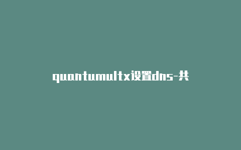 quantumultx设置dns-共享[优质APP账号