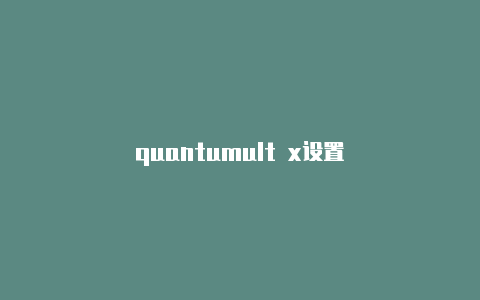 quantumult x设置